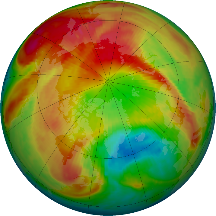 Arctic ozone map for 12 March 1998